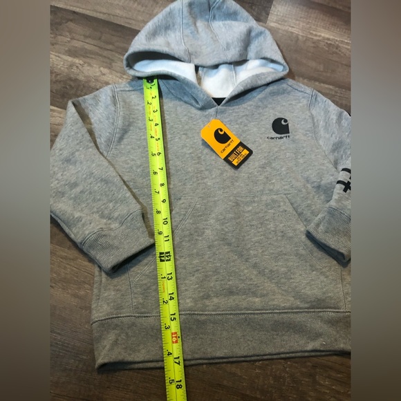 NWT Carhartt Boys Fleece Spell Out Logo Hoodie Sweatshirt size 4 Gray Skater Y2k - Picture 4 of 6